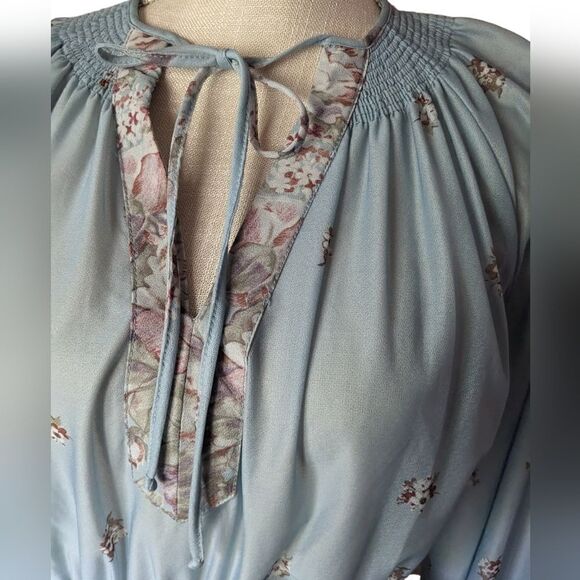 70s vintage blue floral print dress - Picture 4 of 8